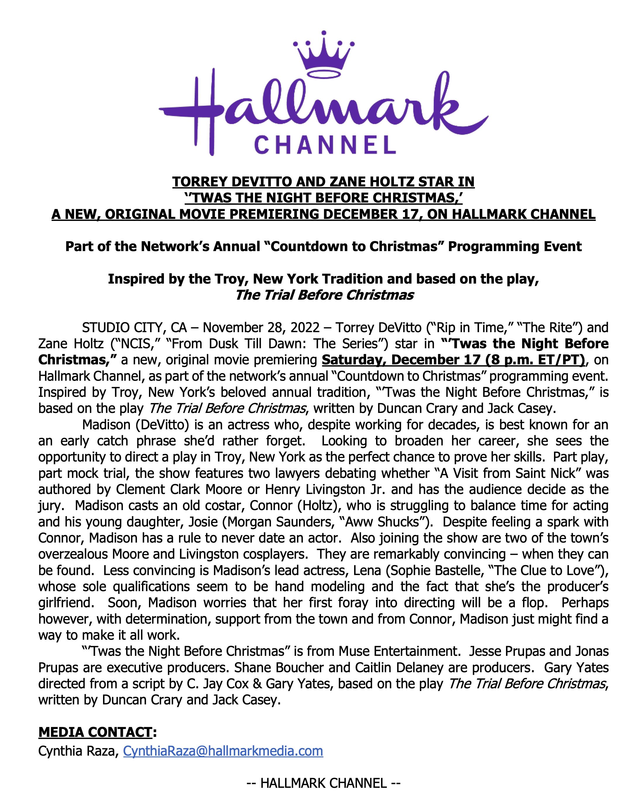 Hallmark Press release 